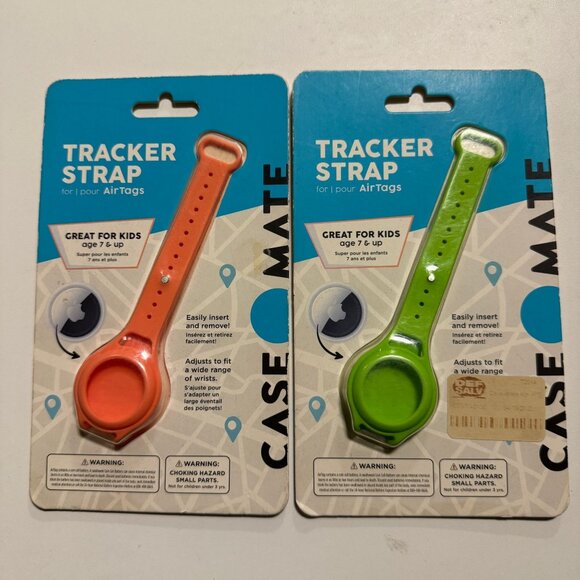 Case-Mate AirTag Kids Bracelet AirTag Case Lime Green and Coral 2PK - Picture 4 of 7